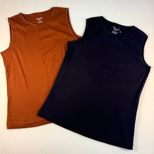 Christopher & Banks 1 Rust 1 Black Scoop Neck Tank Size S